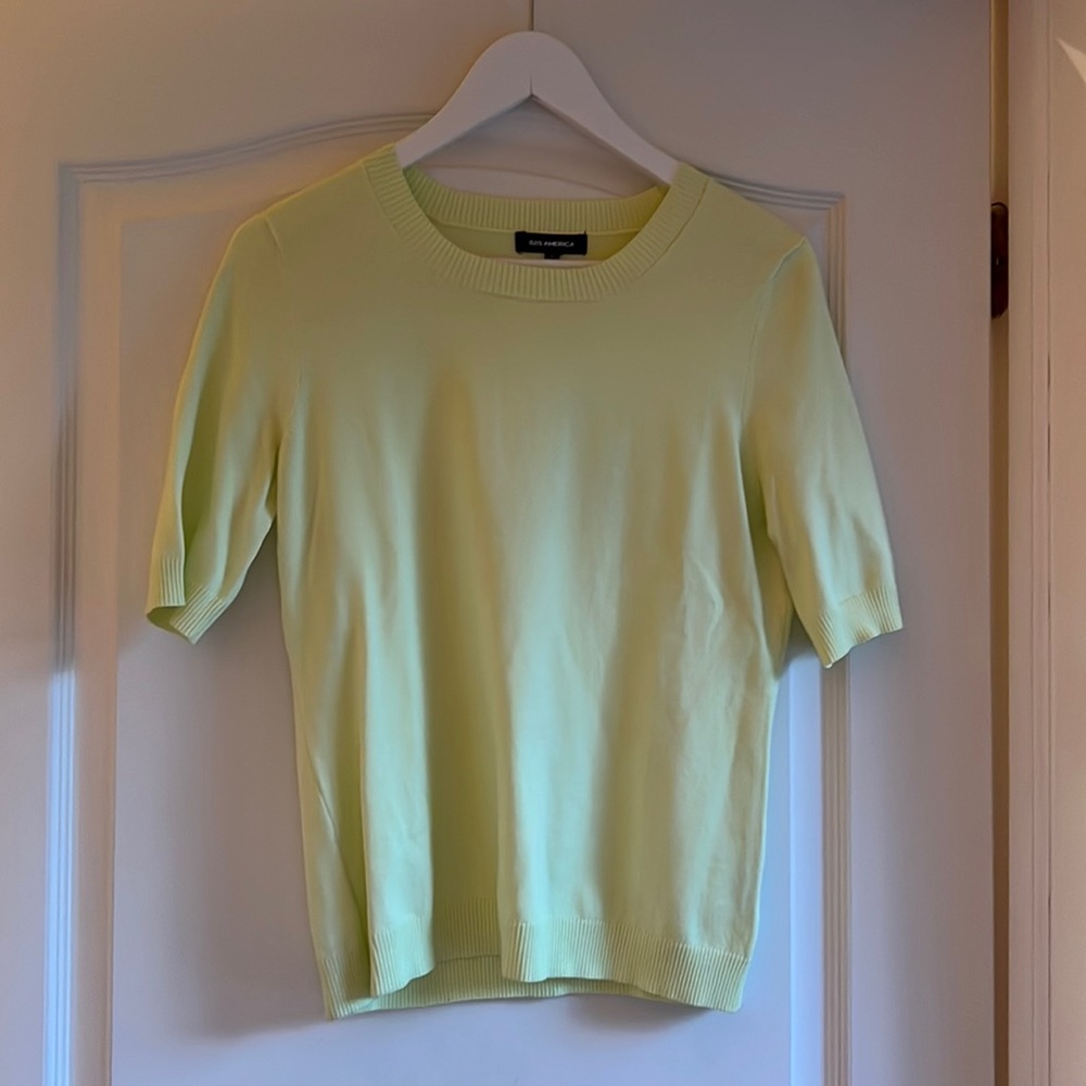 525 America short sleeve knit sweater in lime green
